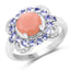 Anillo de Plata Esterlina con Piedra Luna Melocotón y Tanzanita de 2.87 Quilates