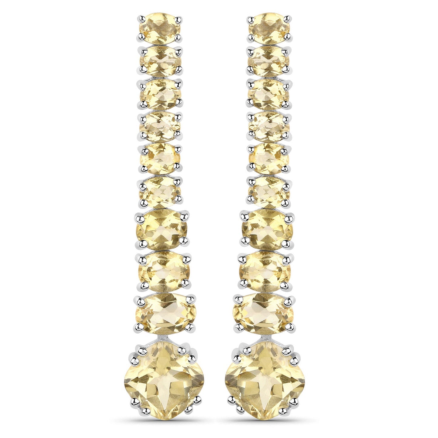 18K White Gold Plated Genuine Citrine Dangle Earrings