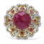 14K Yellow Gold Plated Pink Sapphire & Ruby Ring