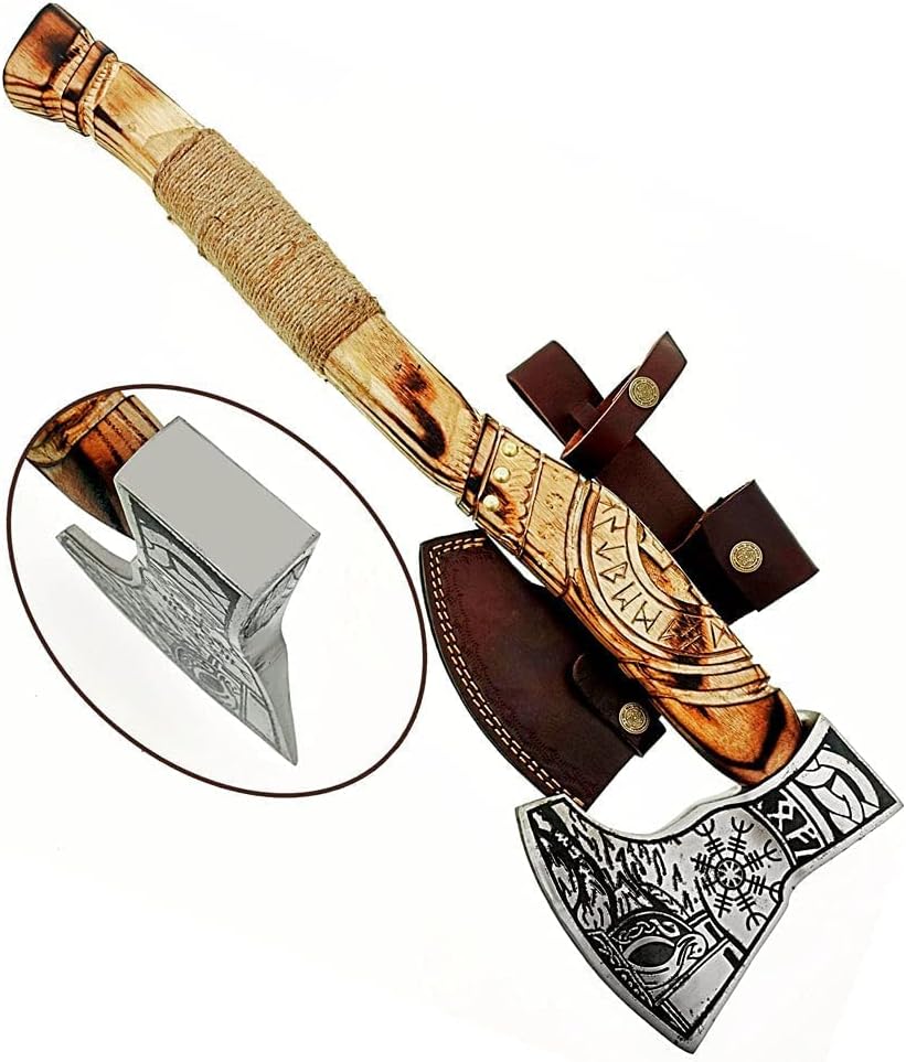 Odin's Edge: Custom Forged Norse Axe with 1095 Steel Blade & Handcrafted Ash Handle - Korvel