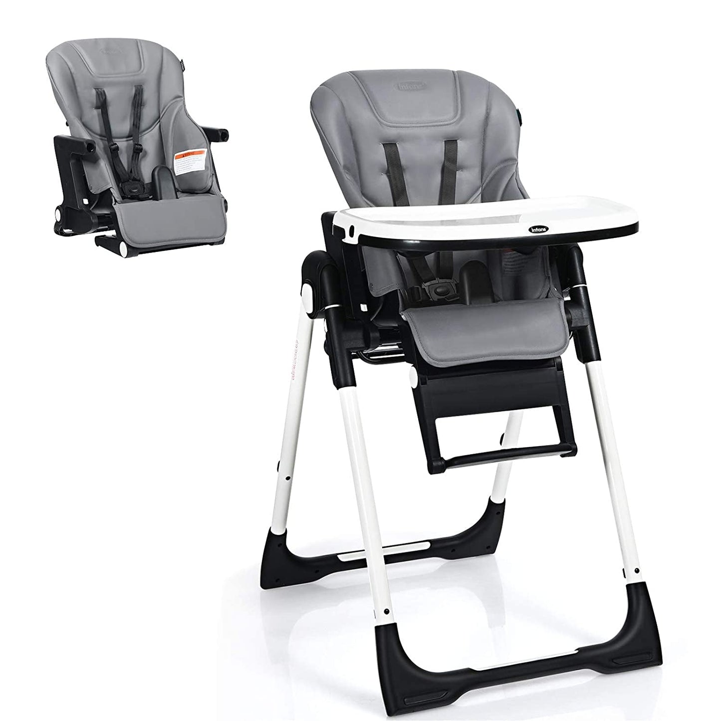 Chaise haute rehausseur ajustable 4 en 1 - Gris