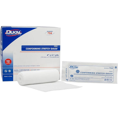 Rollo de vendaje de gasa estéril conformable DUKAL, 4 in x 4.1 yds (12 unidades)