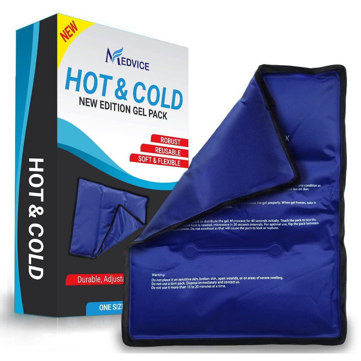 Paquete de Gel Reutilizable Grande para Calor y Frío - Compresa Flexible (Paquete de 2)