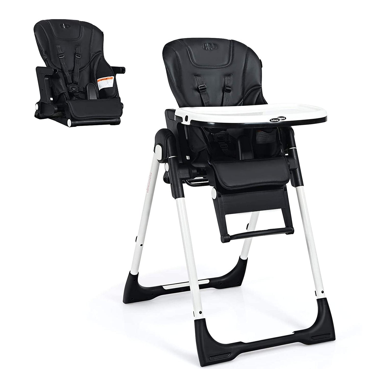 Silla alta ajustable 4 en 1 y asiento elevador - Negro