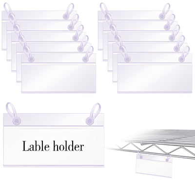 Clear Snap-On Label Holders for Wire Baskets (40 Count)