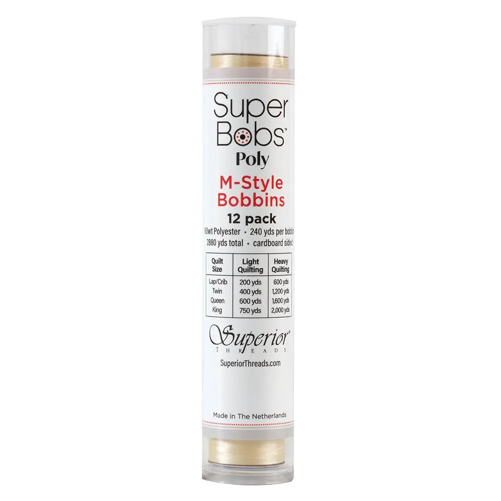 Bobinas Pre-enrolladas Super Bobs Poly #620 Color Crema M-Style 12 Pack