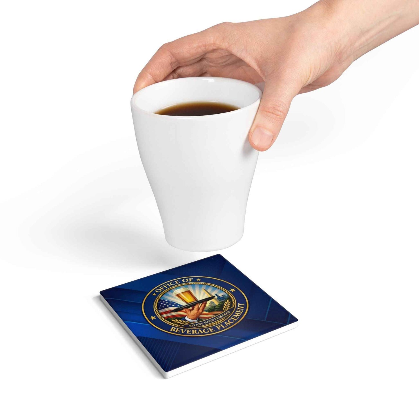 Office of Beverage Placement Coaster – Steady Hand Required
