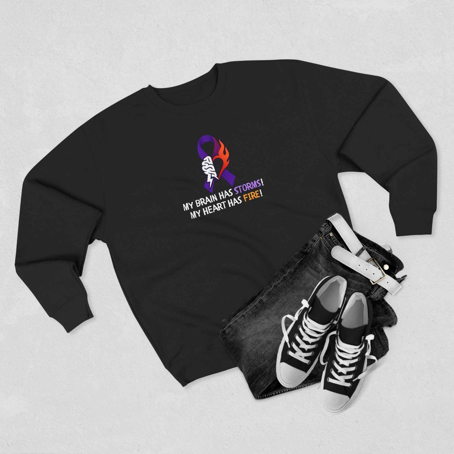 Epilepsy Awareness Unisex Sweatshirt - Brain Storms & Heart Fire