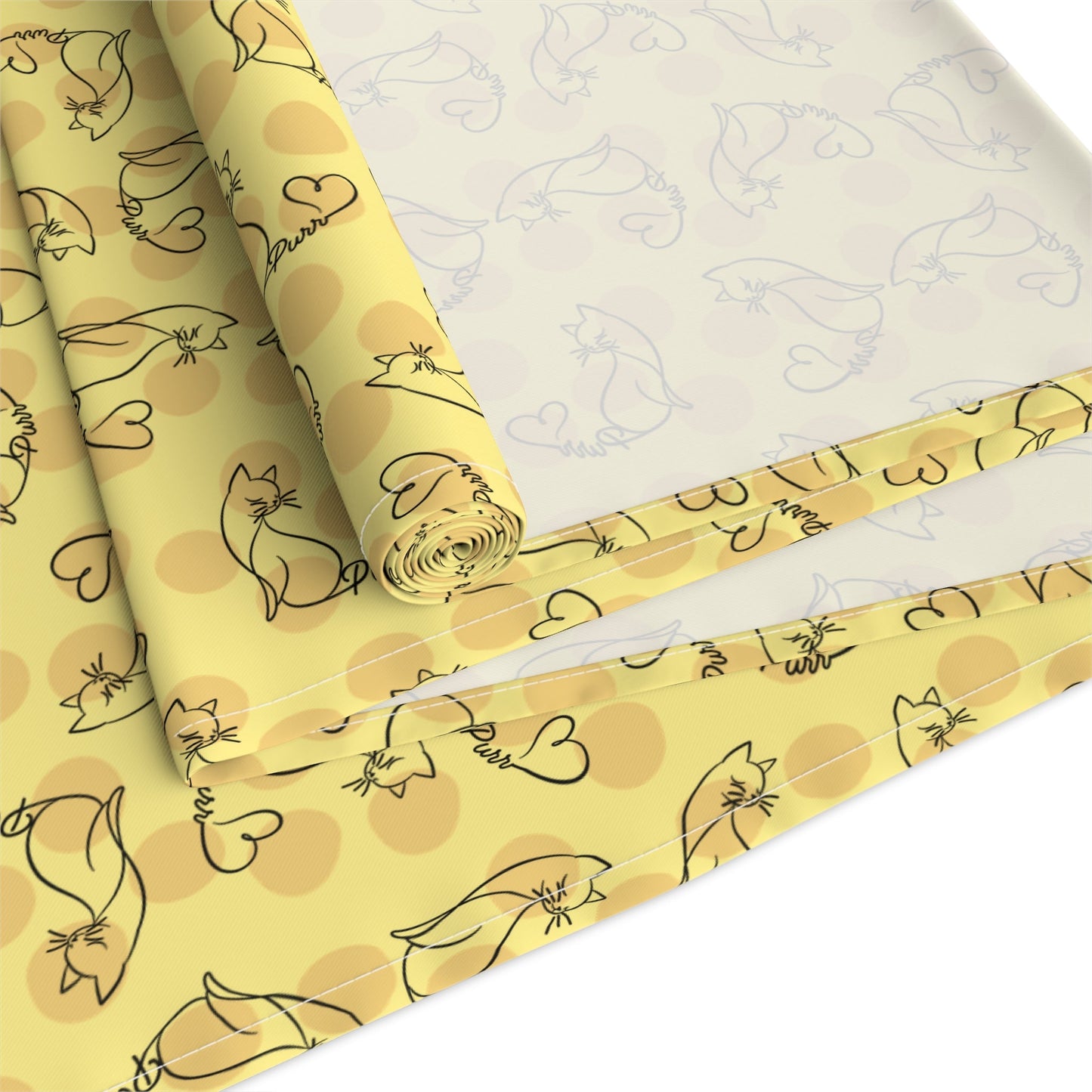 Golden Purr Cat Table Runner – Minimalist Line Art Design