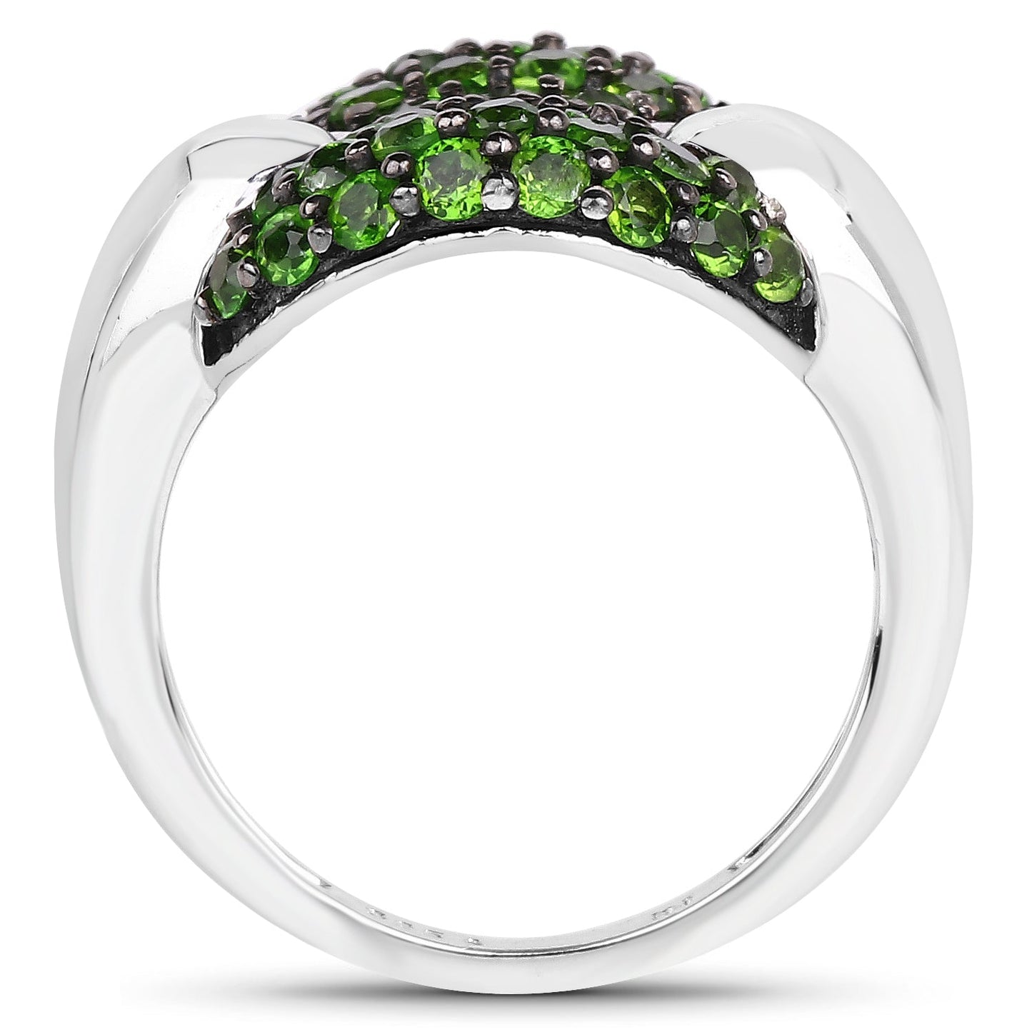 1.82 Carat Genuine Chrome Diopside Sterling Silver Engagement Ring
