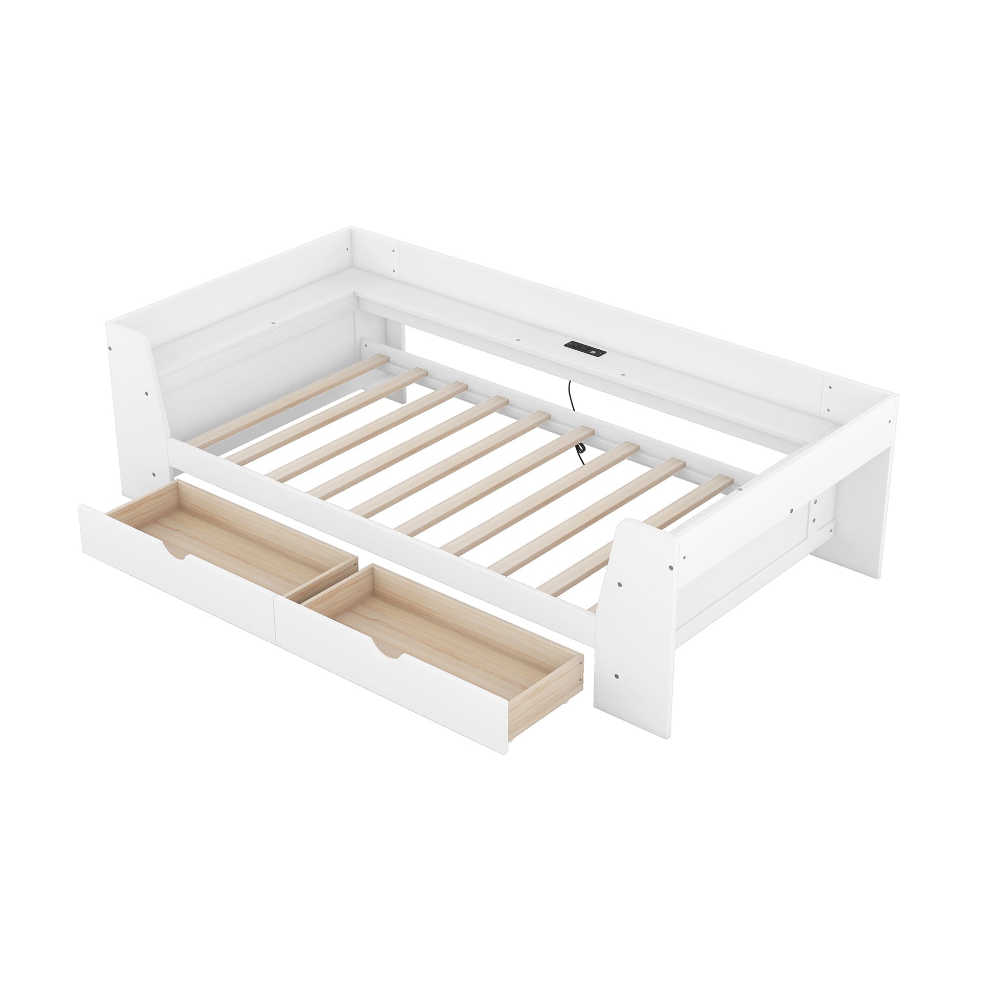 Upholstered Daybed with Trundle, Wood Slat Support,Upholstered Frame Sofa Bed Twin Blue - Korvel