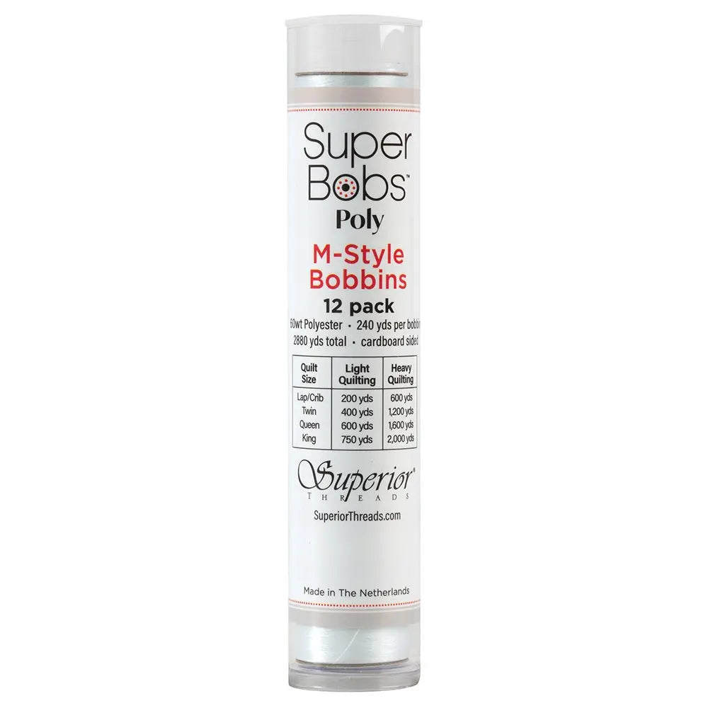 Super Bobs Poly #621 Lace White (M-Style) - 12 Pack Pre-Wound Bobbins