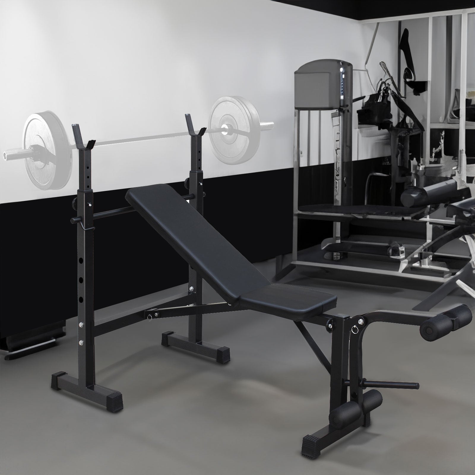 Olympic Weight Bench Bench Press Set with Squat Rack and Bench for Home Gym Full-Body Workout - Korvel