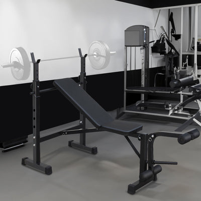 Olympic Weight Bench Bench Press Set with Squat Rack and Bench for Home Gym Full-Body Workout - Korvel