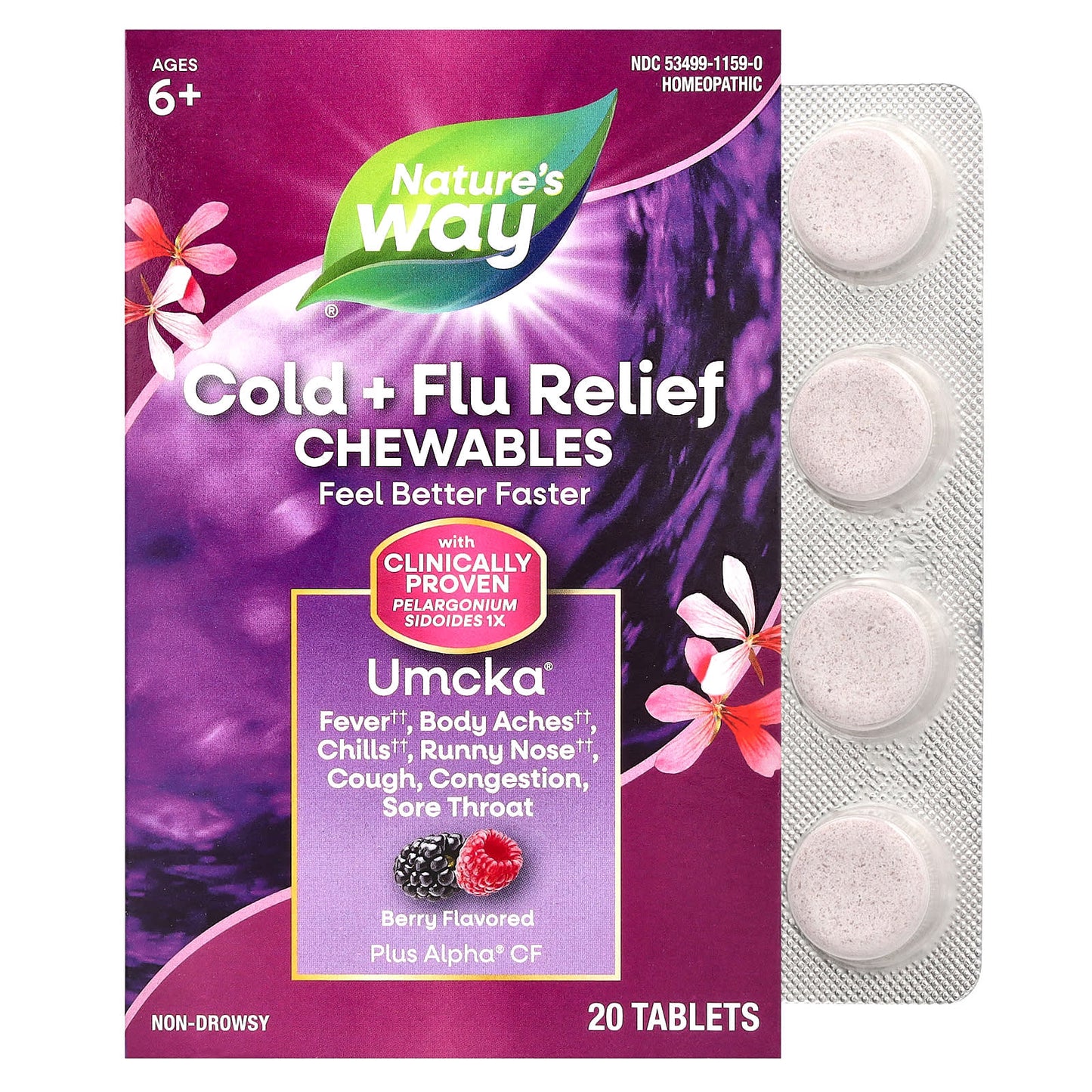 Nature's Way Umcka Cold+Flu Chewable Tablets - Berry Flavor