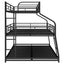 Twin XL/Full XL/Queen Triple Bunk Bed with Long and Short Ladder and Full-Length Guardrails Black - Korvel