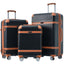 Hardshell Luggage Sets 3 Piece double spinner 8 wheels Suitcase with TSA Lock Lightweight 20''24''28'' Black + ABS - Korvel