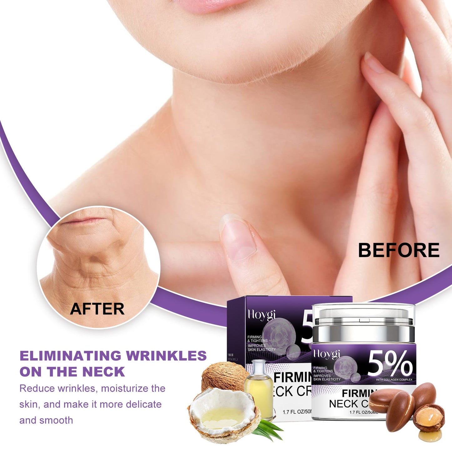 Neck Firming Cream Lighten Neck Lines Moisturizing, Hydrating, Anti-Wrinkle, Firming And Brightening Skin Neck Care Cream - Korvel