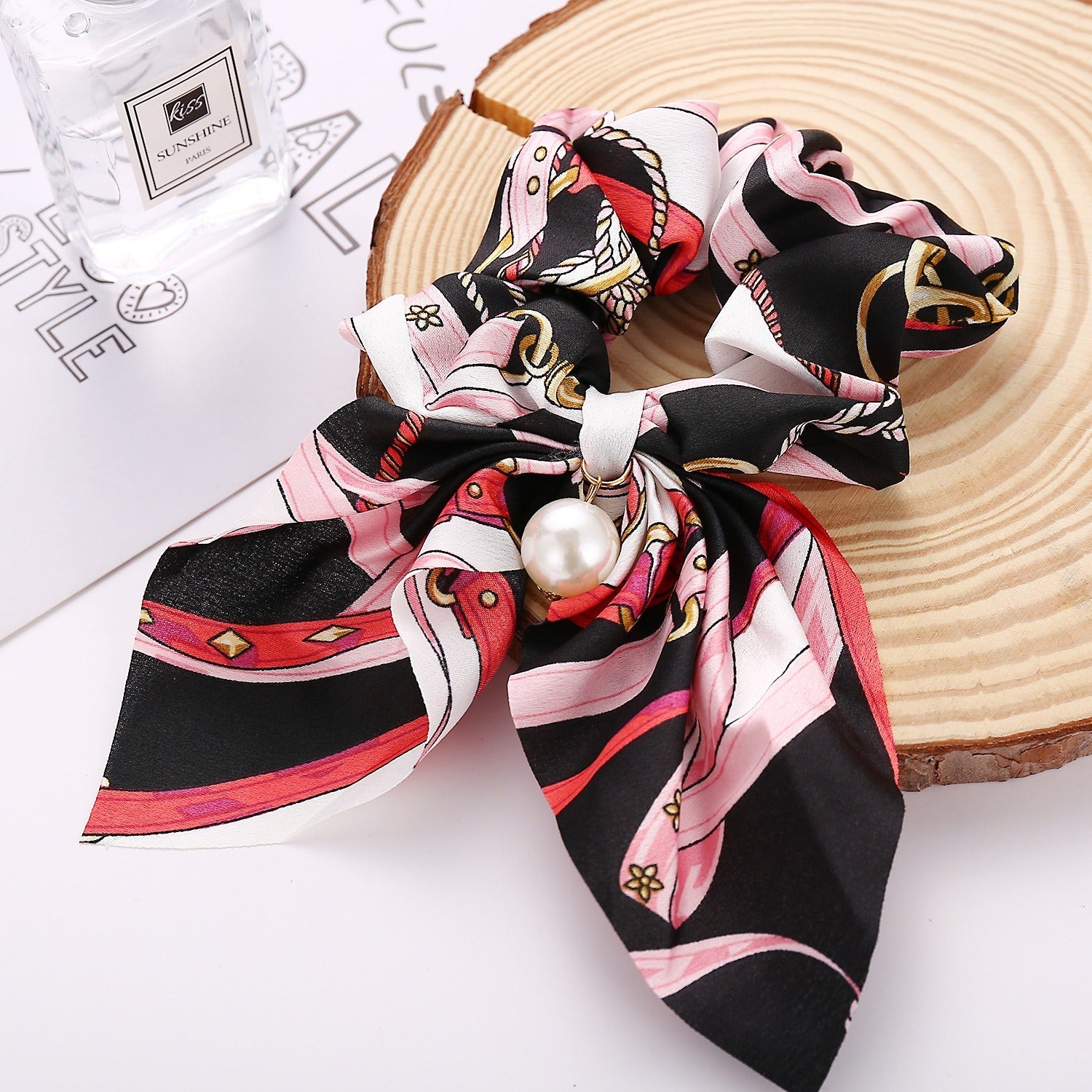 New Pearl Pendant Large Intestine Ring Hair Loop Women's Bundle Hair Knot Big Bow Knot Hair Rope - Korvel