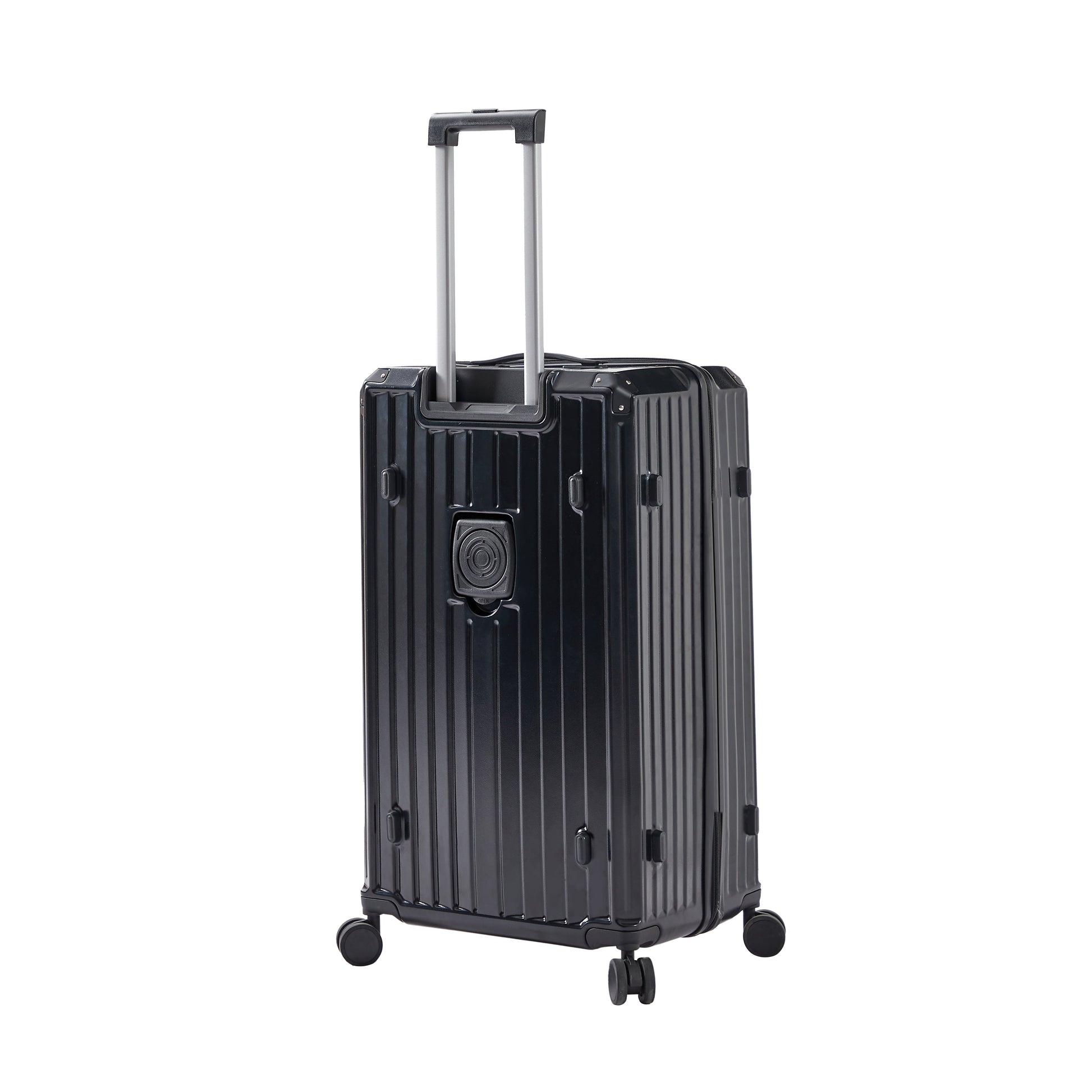 Luggage Set 4 pcs (20"/24"/29"/Travel Bag), PC+ABS Durable Lightweight Luggage with Collapsible Cup Holder TSA Lock, Black - Korvel