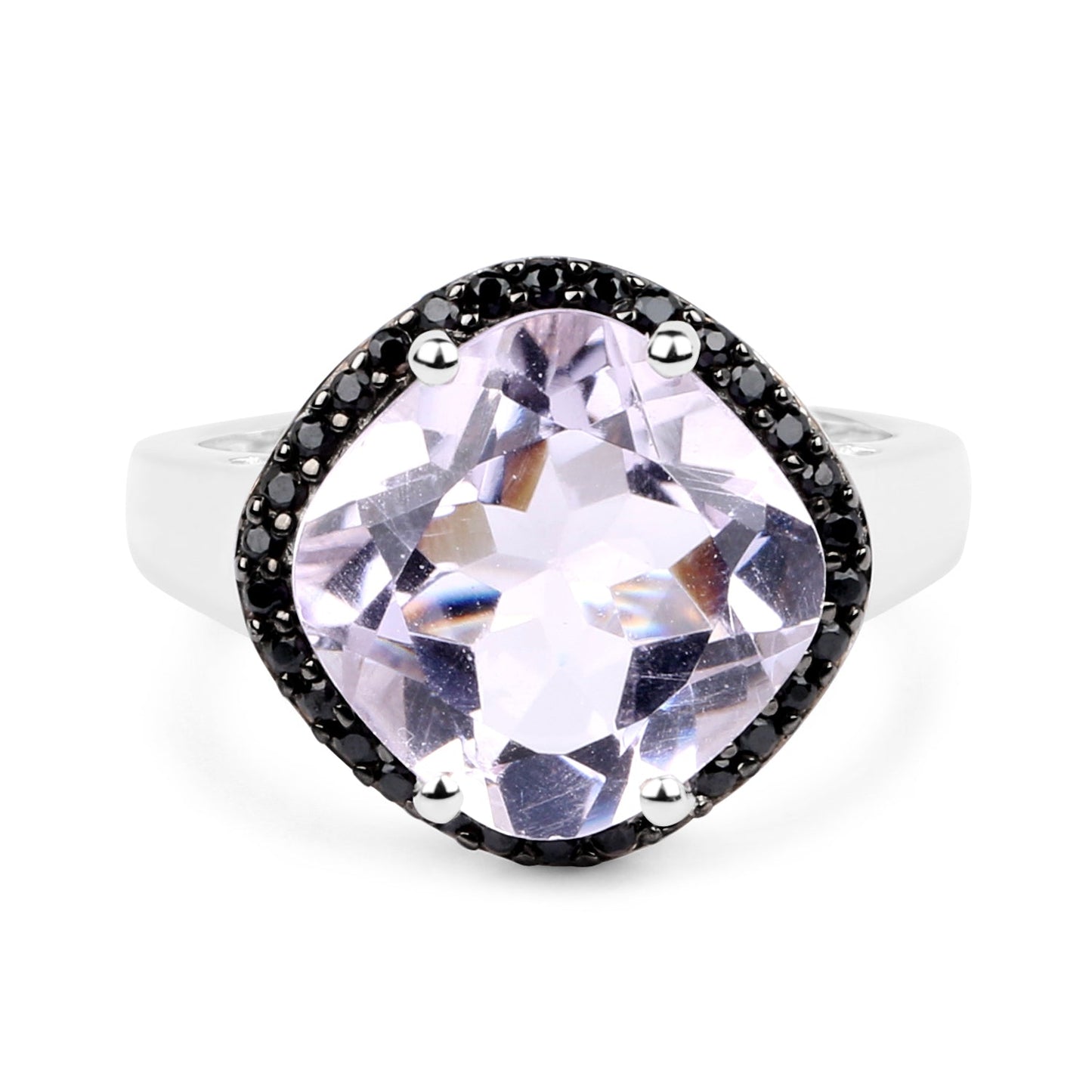 5.50 Carat Pink Amethyst & Black Spinel Sterling Silver Ring