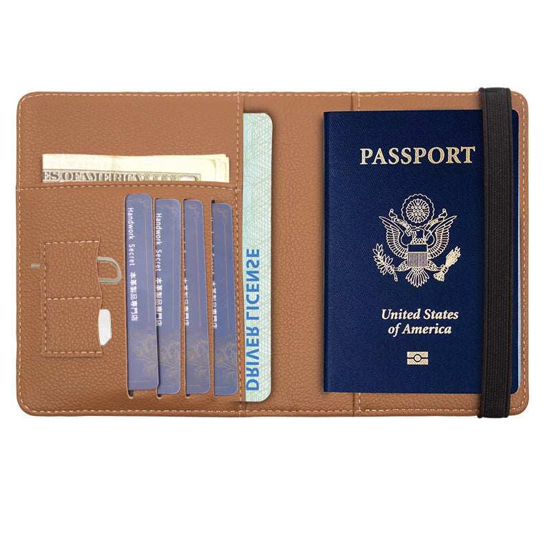 Étui de passeport multifonctionnel anti-vol en PU