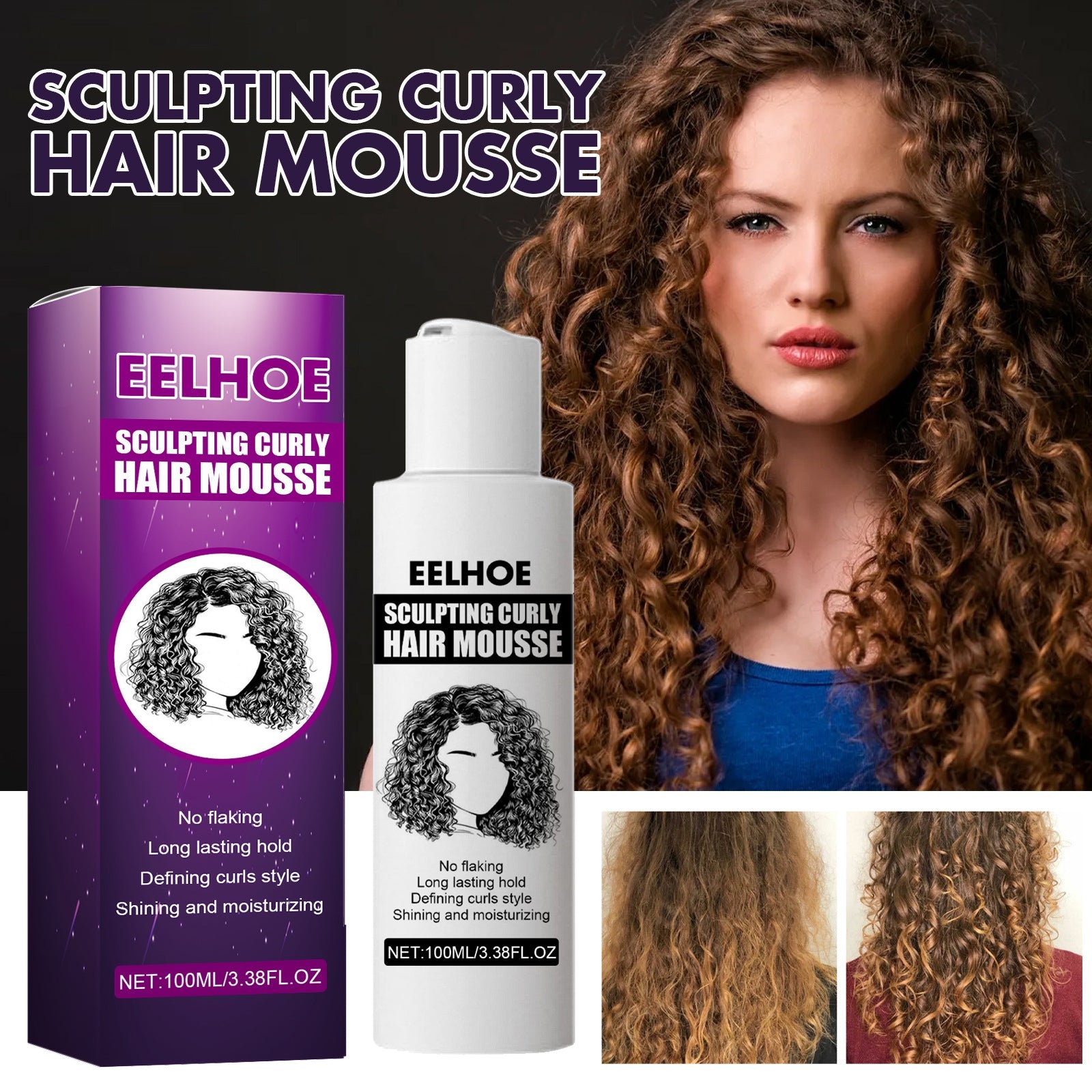 Curly Hair Styling Elastin, Curly Hair Moisturizing And Fluffing Hair Styling Elastin - Korvel
