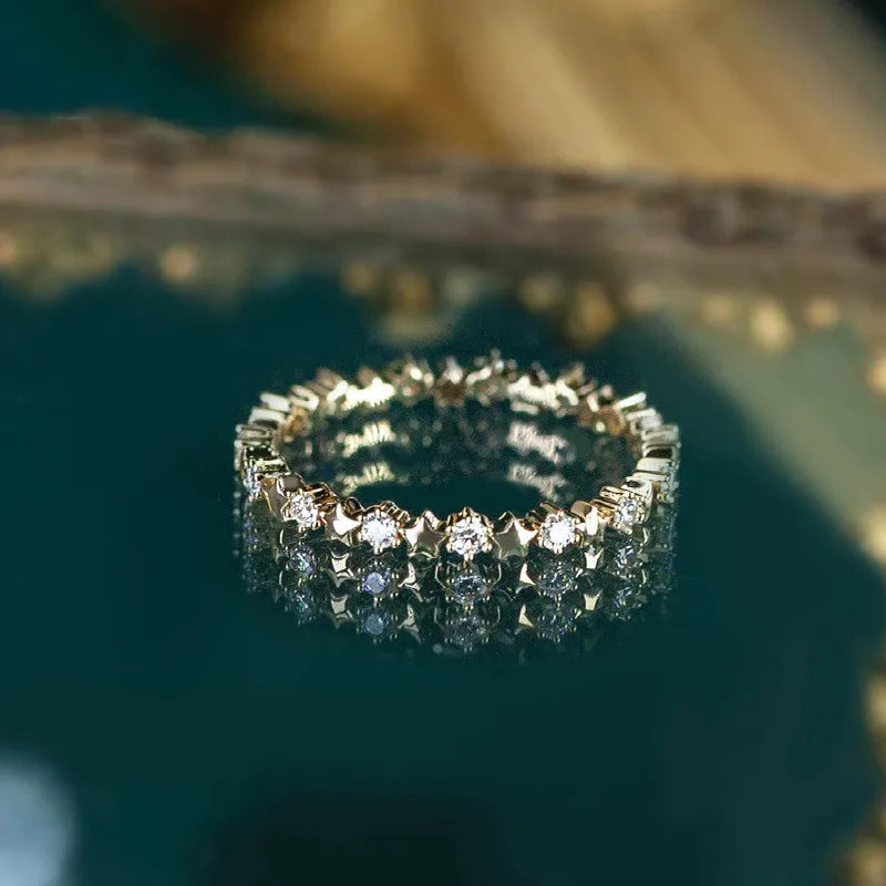 Bague en Zircon Plaqué Or et Argent Sterling 925 Élégante