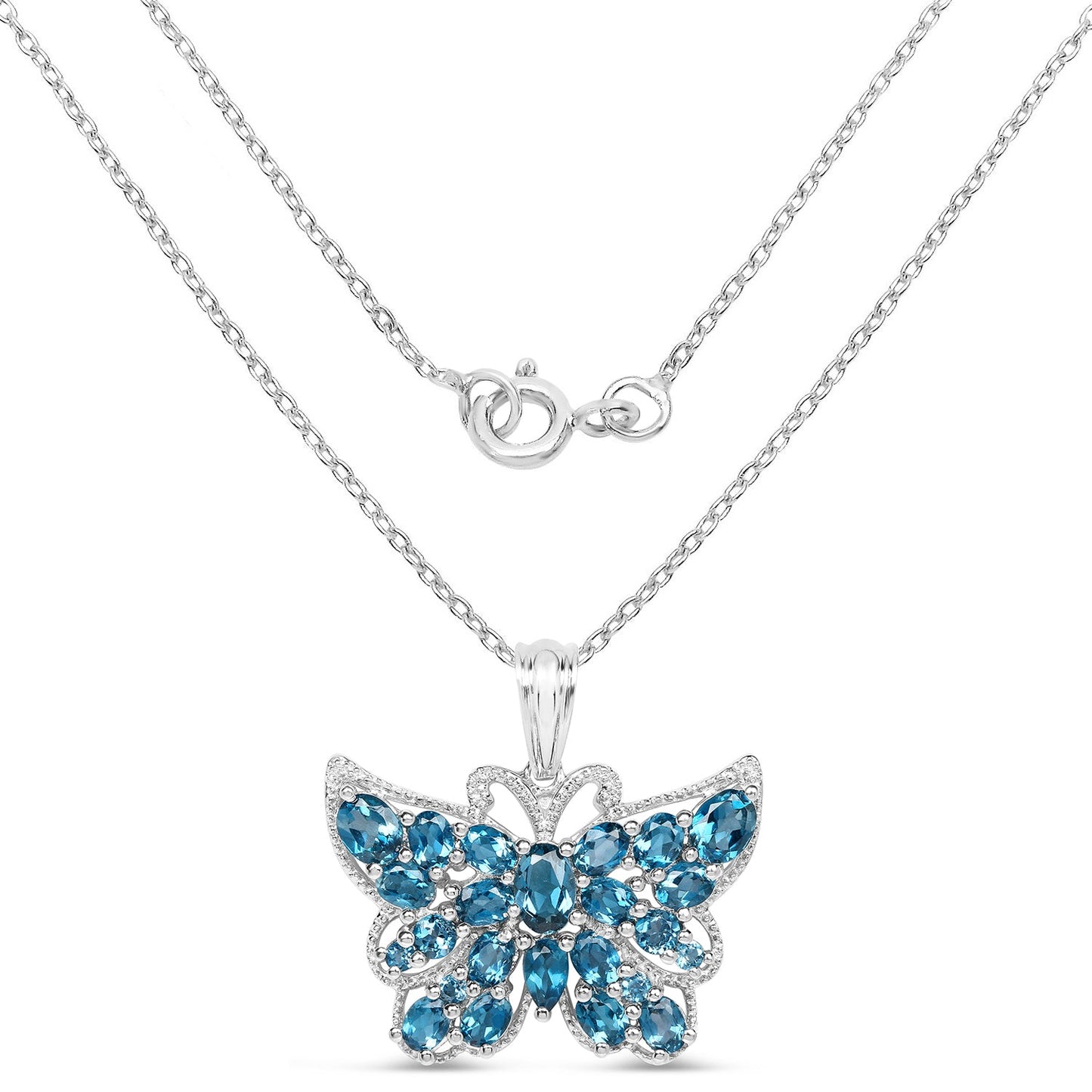 4.81 Carat London Blue Topaz Butterfly Pendant in Sterling Silver