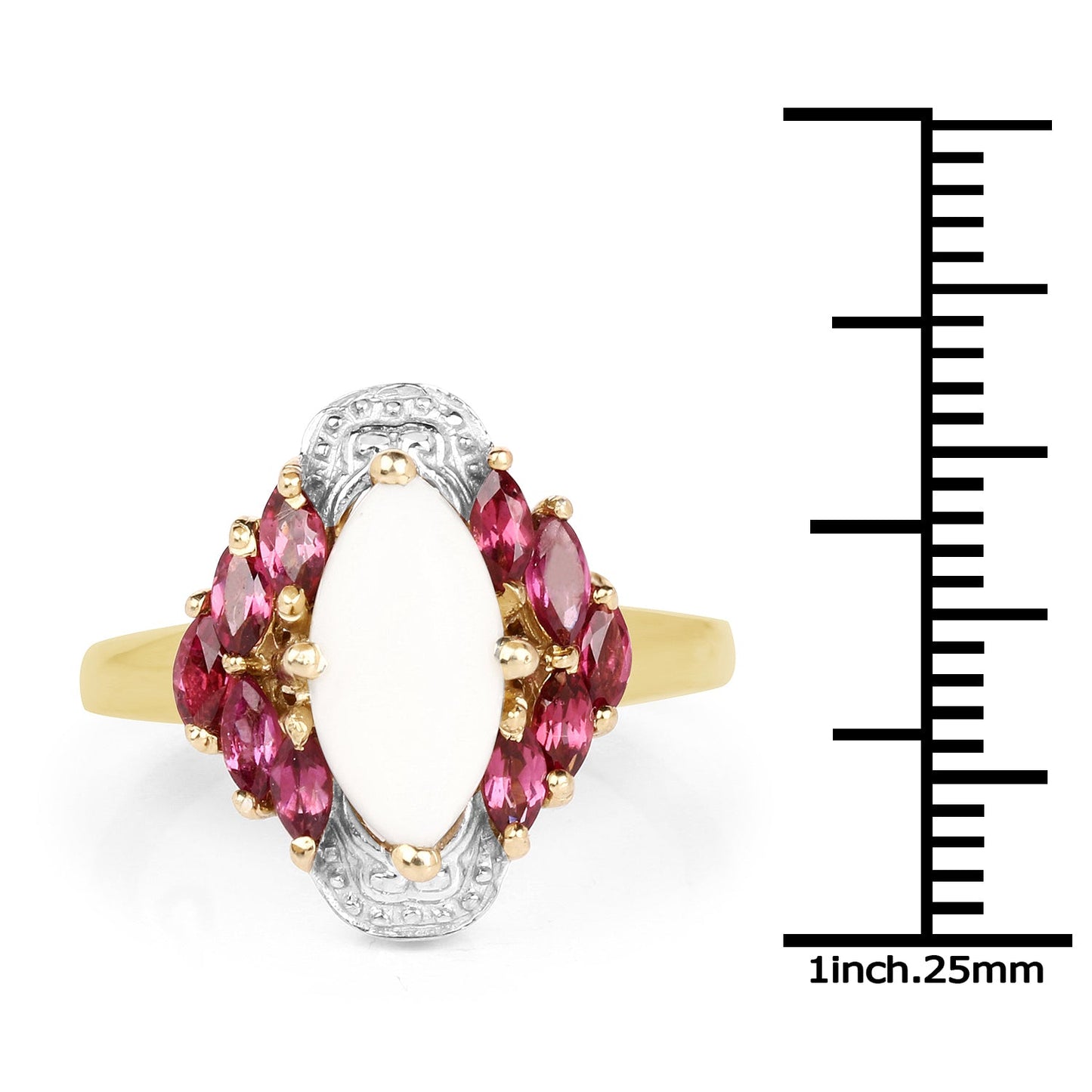 Anillo de Plata Esterlina con Ópalo y Rodolita de 1.90 Quilates