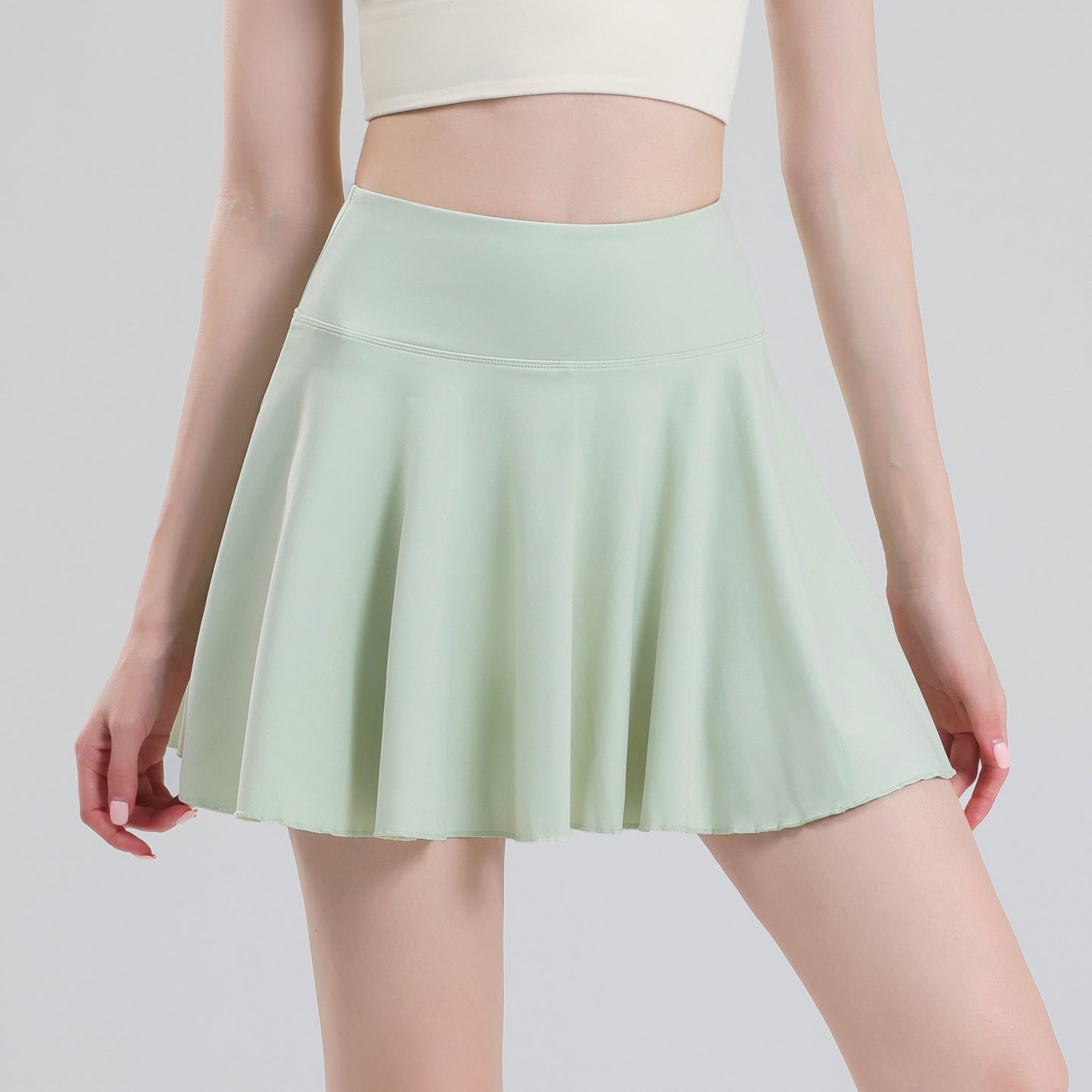 Tennis skirt women's yoga white badminton pleated skirt quick drying anti glare half skirt - Korvel