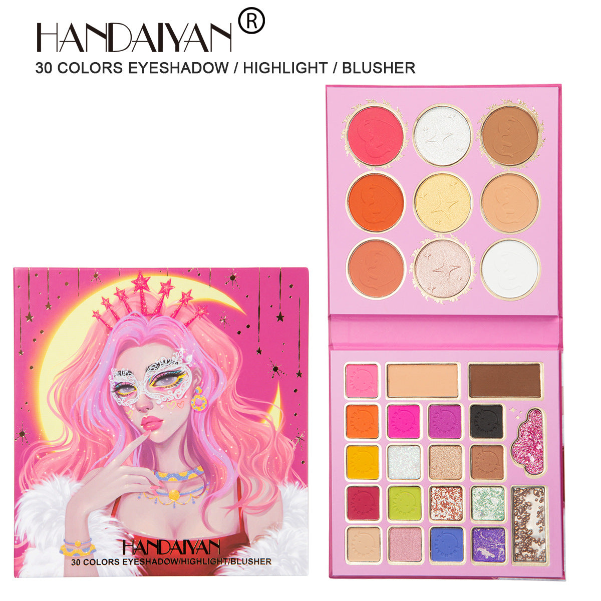 HANDAIYAN Paleta de Sombras de Ojos Mask Queen de 30 Colores