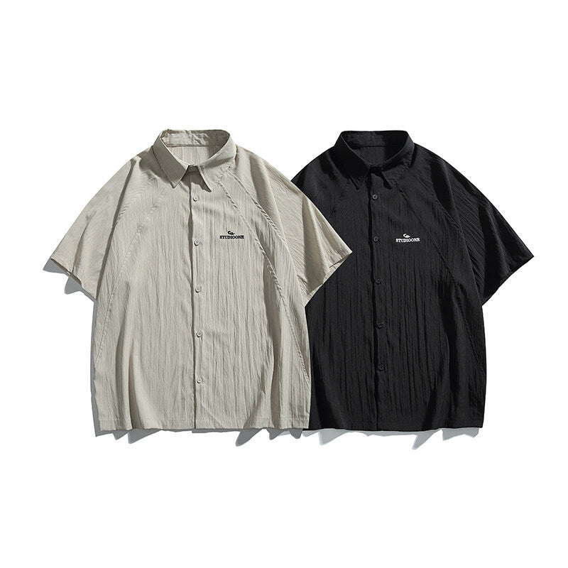 Pocket embroidery workwear short sleeved shirt men's and women's loose half sleeved shirt - Korvel