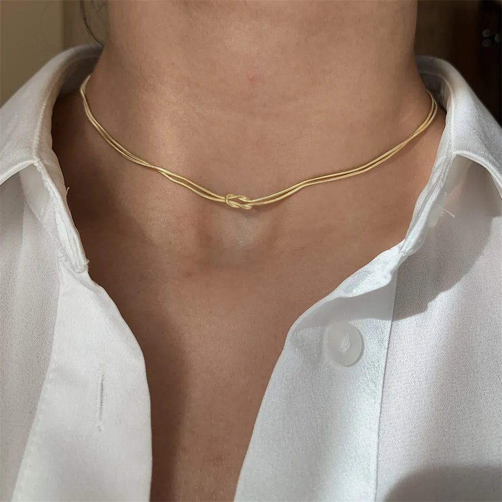 Titanium Steel Knotted Necklace - Korvel