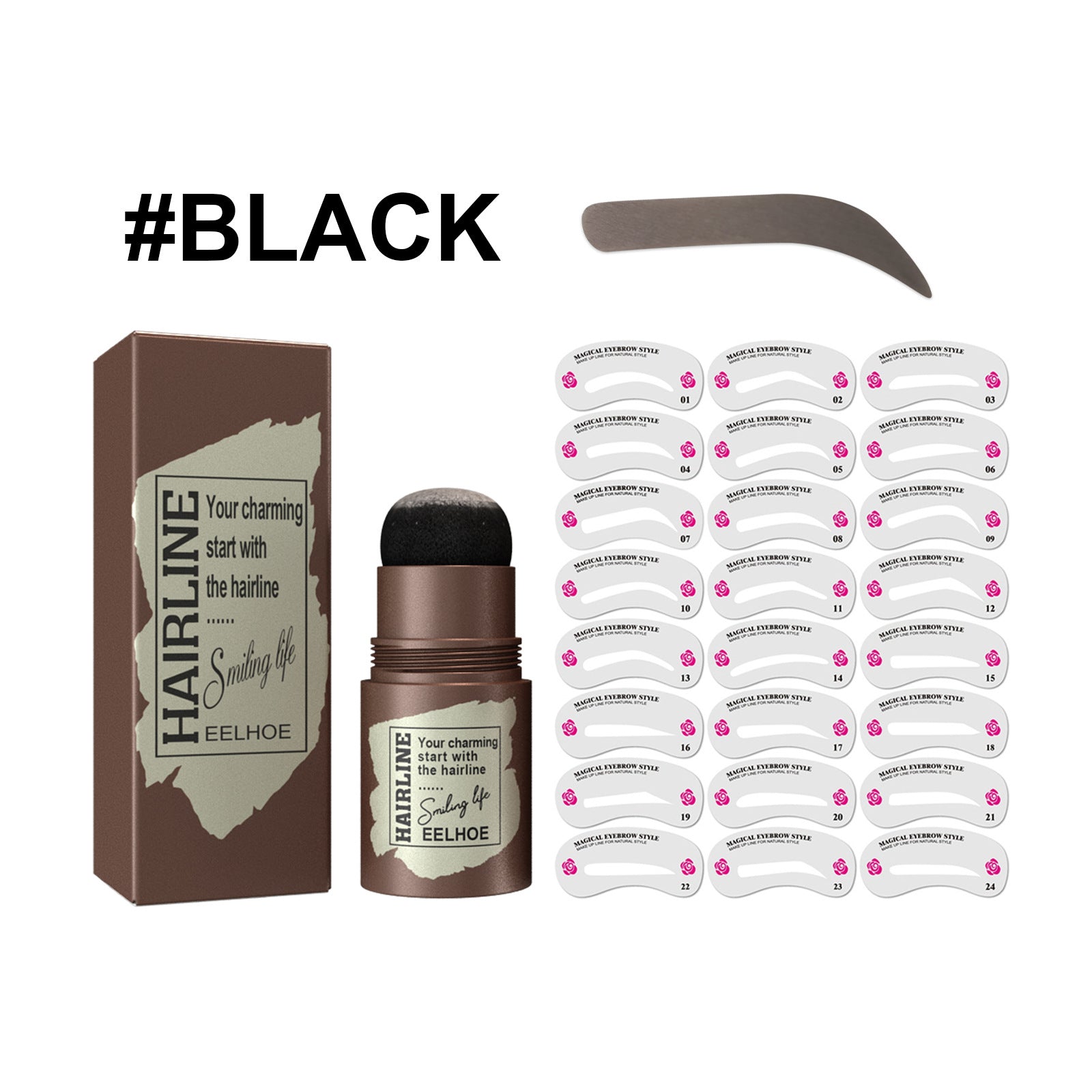 One Step Brow Stamp Shaping Kit Hairline Eyebrow Print Eyebrow Patch Repair Hairline Eyebrow Print - Korvel