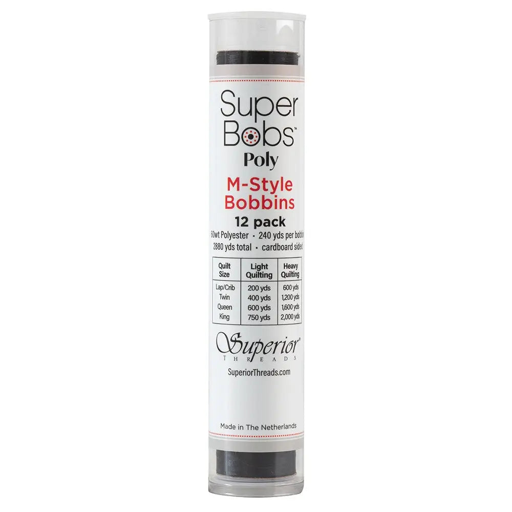 Bobines pré-enroulées Super Bobs Poly #625 Noires M-Style 12 Pack