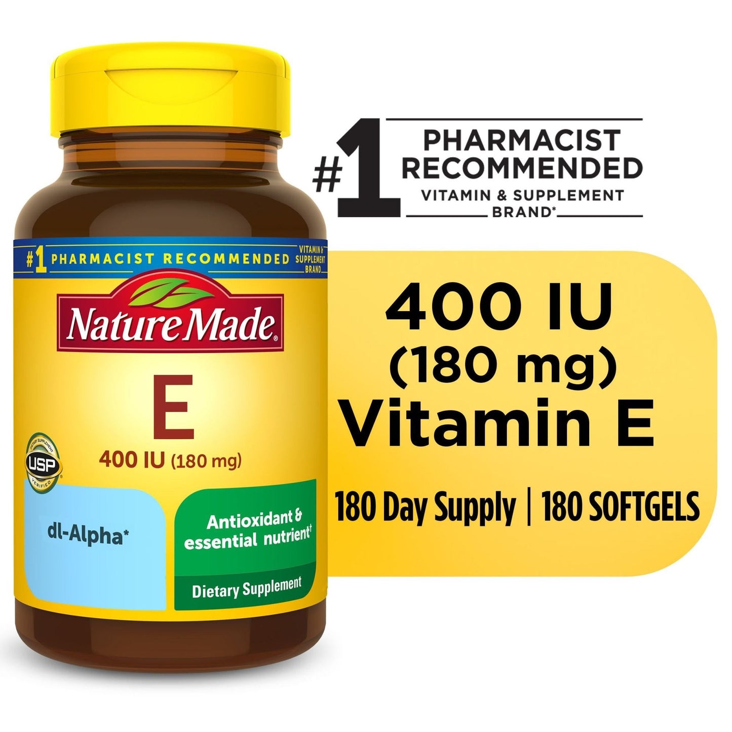 Nature Made Vitamin E Softgels, 180 Mg