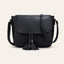 Fashionable Flip-Top Saddle Bag with Tassels