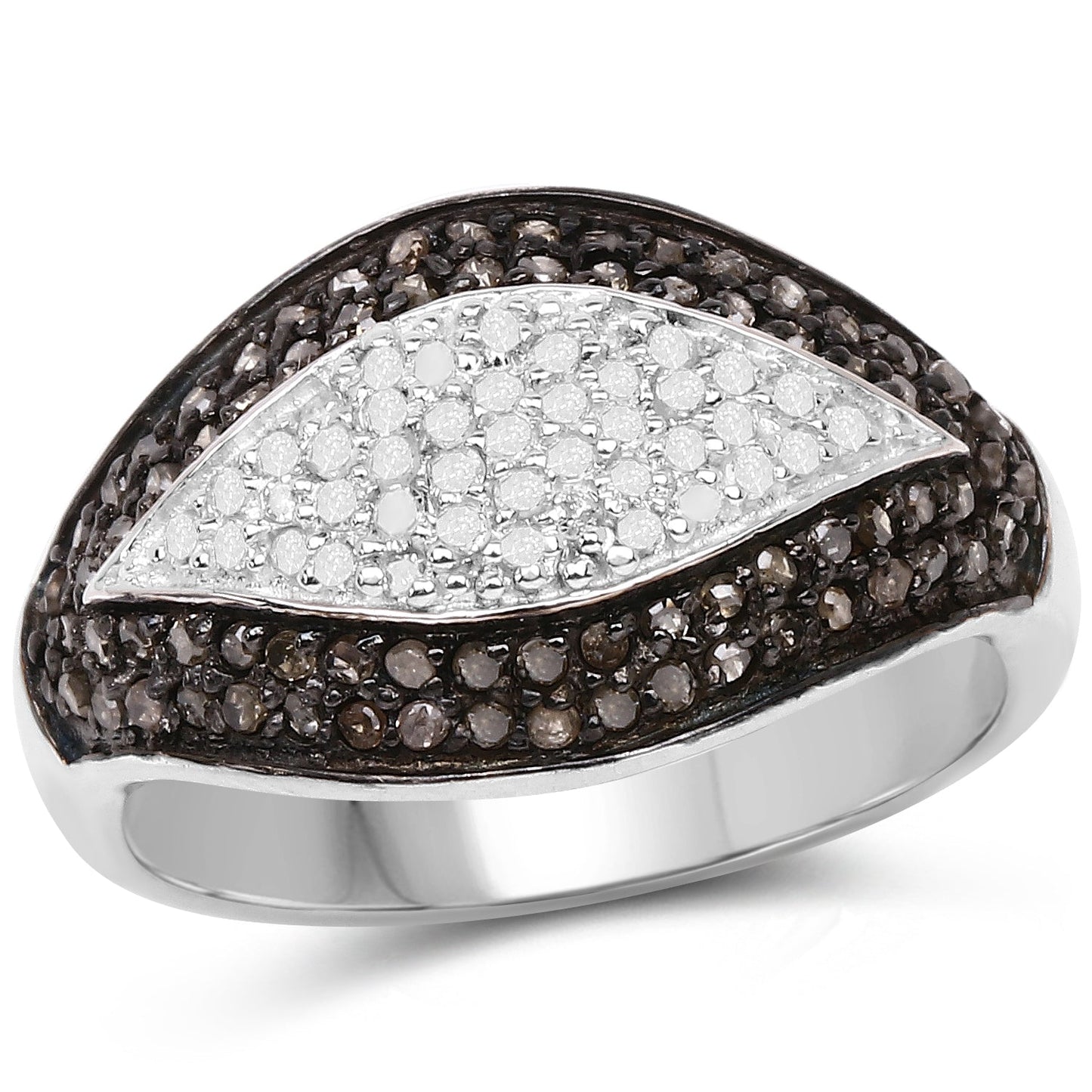 0.50 Carat Genuine Champagne and White Diamond Ring in Sterling Silver