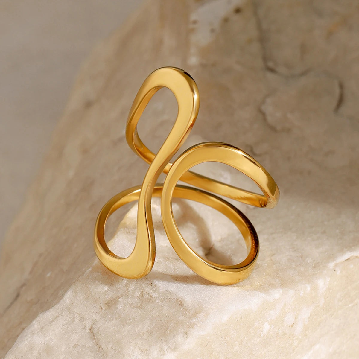 18k Gold Stainless Steel Irregular Opening Ring