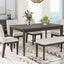 TOPMAX 6-Piece Dining Table Set with Upholstered Dining Chairs and Bench Farmhouse Style Tapered Legs Dark Gray+Beige - Korvel