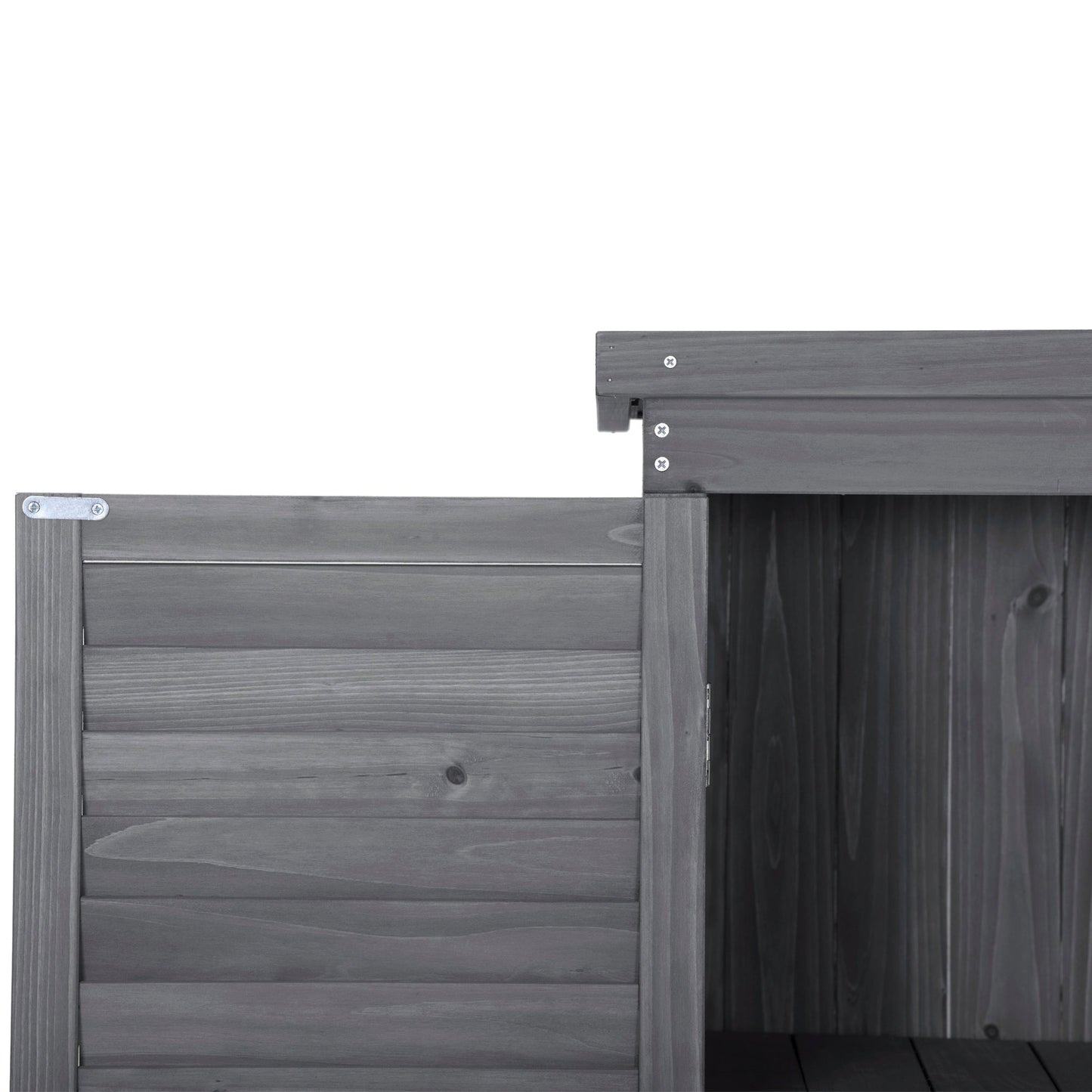Wooden Garden Shed 3-tier Patio Storage Cabinet Outdoor Organizer Wooden Lockers with Fir Wood (Gray Wood Color -Shutter Design) - Korvel