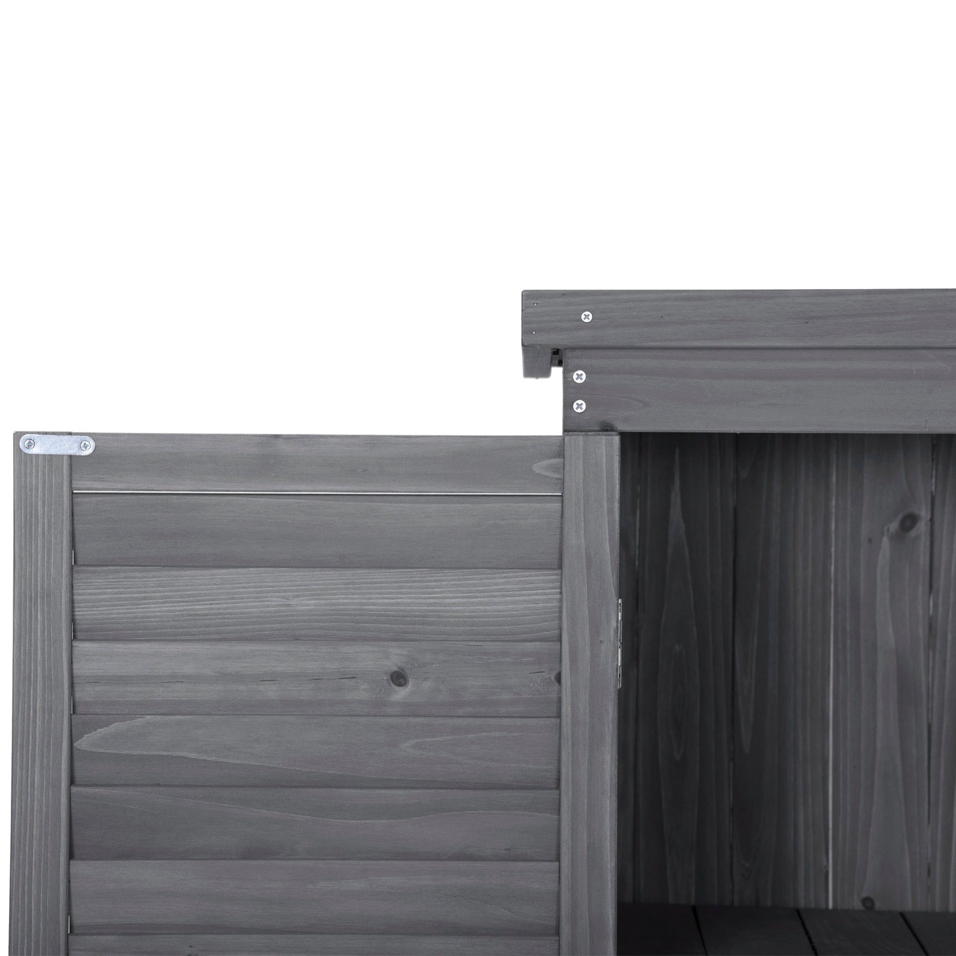 Wooden Garden Shed 3-tier Patio Storage Cabinet Outdoor Organizer Wooden Lockers with Fir Wood (Gray Wood Color -Shutter Design) - Korvel