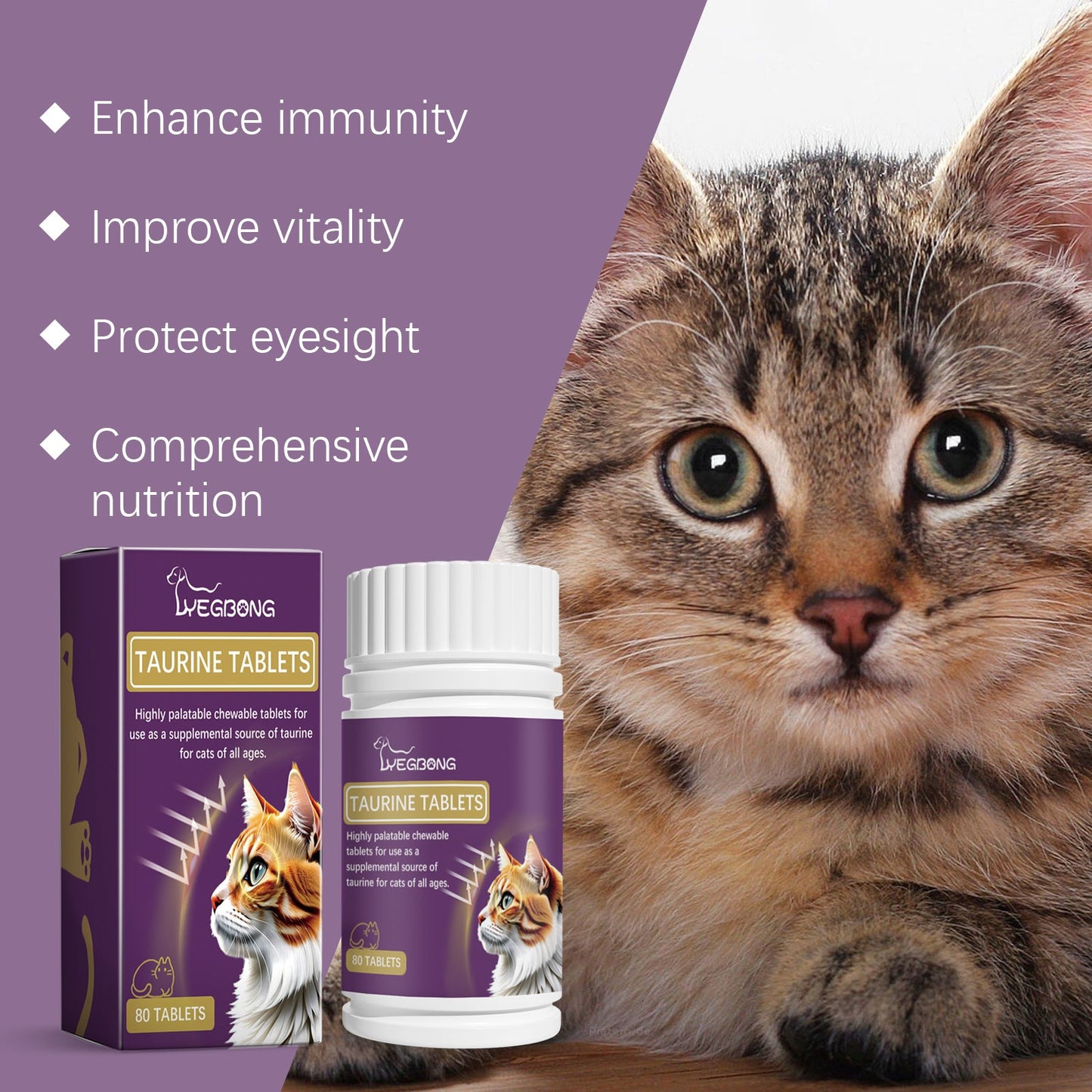 Premium Taurine Tablets for Cats - Nutritional Support
