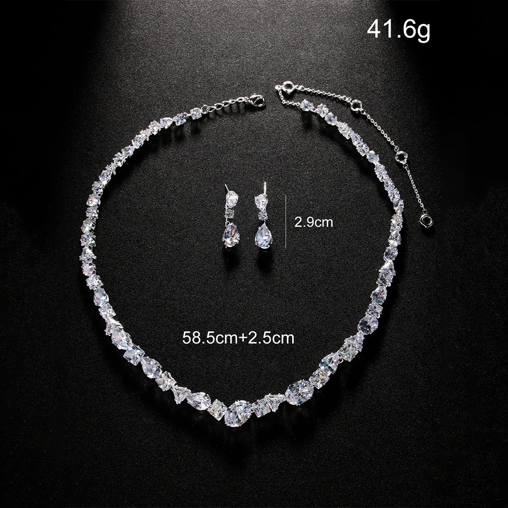 Simple necklace earring set bride's wedding jewelry set fashionable and versatile accessories - Korvel