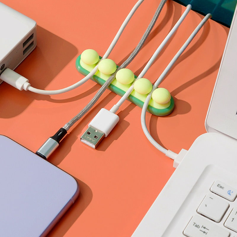 Desktop wall self-adhesive wire winding device cartoon pea wire fixing device - Korvel