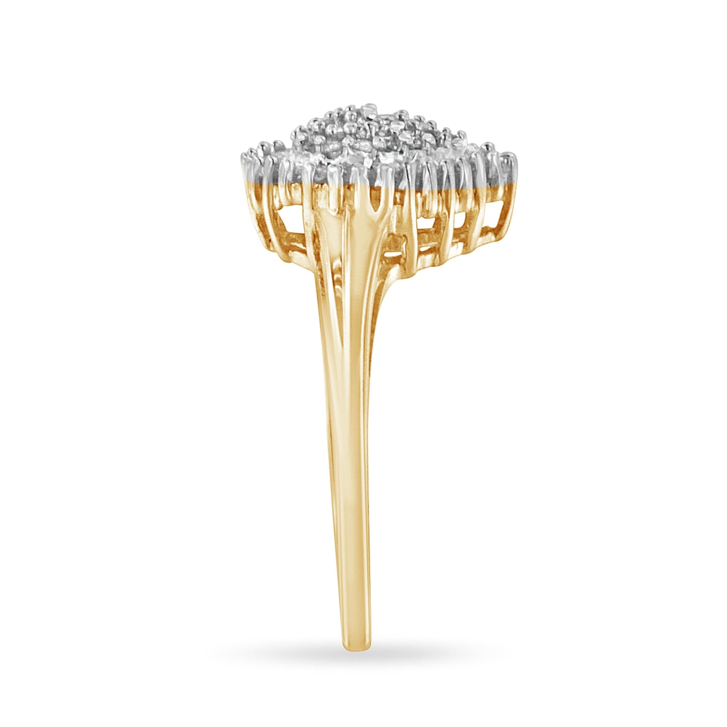 Anillo de cóctel de diamantes en oro amarillo de 10 quilates - Talla 4-1/4