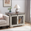 Farm kennel Flat noodles furniture with sliding barn door, farm wooden kennel end table, dog house with removable partition - Korvel
