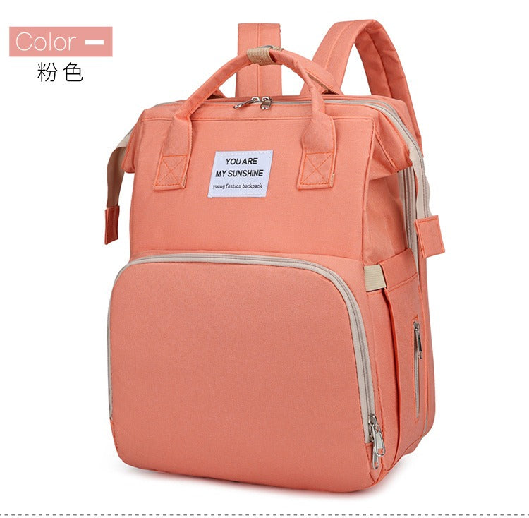 Portable Foldable Bed Mommy Bag For Going Out Lightweight And Large Capacity Mother And Baby Bag Backpack - Korvel