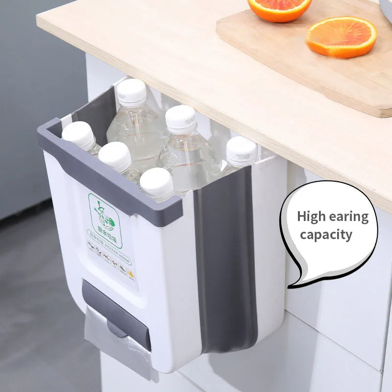 Kitchen Trash Can Portable Foldable Large Car Waste Bin For Bathroom Kitchen Cabinet Door Wall-mounted Kitchen Storage Boxes - Korvel